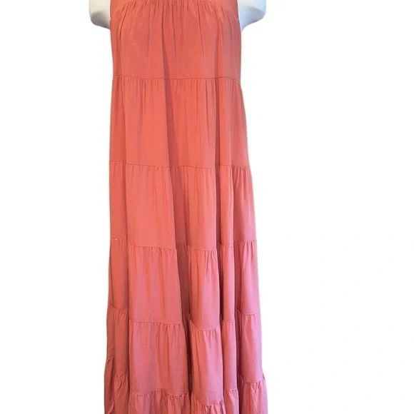 Haeof Women's Dress Size S Rust Pullover Sleeveless High Neck w/Tie Back Maxi - Picture 3 of 8